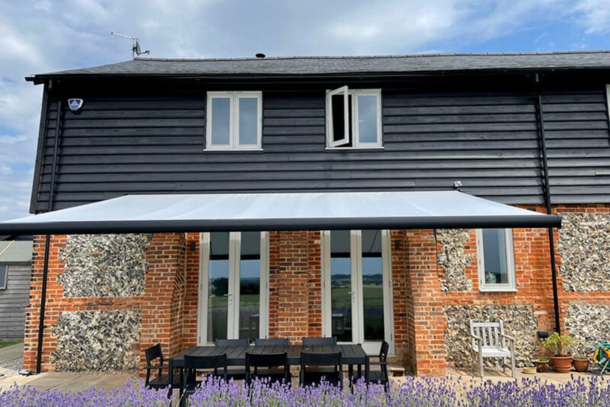 An awning as installed by the Great British Awning and Blind Company