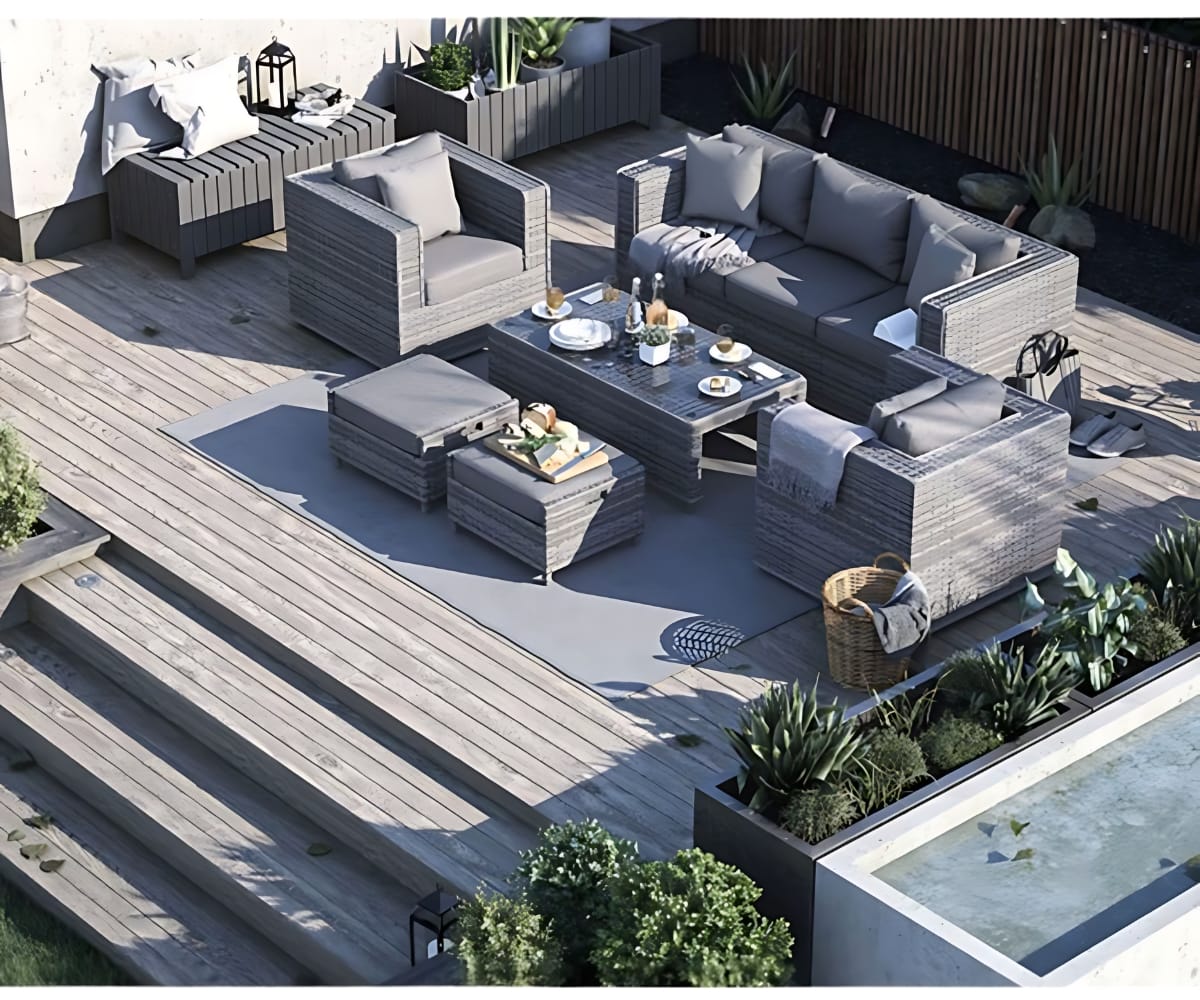 A set of luxury outdoor furniture.